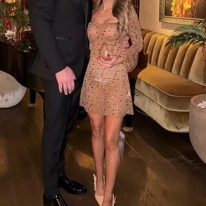 Oh Polly Sparkling Gold Mini Dress